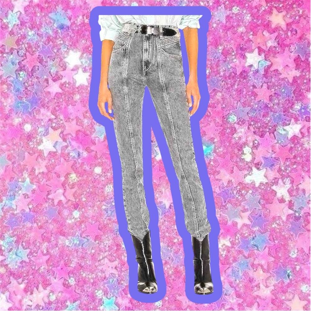 ISABEL MARANT ETOILE HOMINY JEANS 8 10 80s Denim Pants Trousers Straight Skinny - Picture 2 of 16